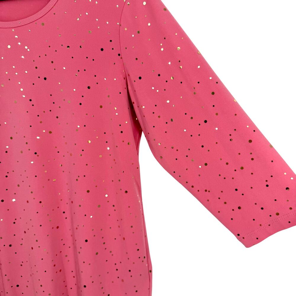Susan Graver Style Sz Small Sparkly Pink Gold Formal Stretchy Blouse Shirt Top - Picture 5 of 7